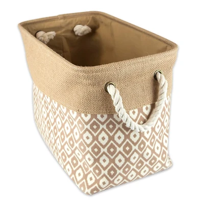 DII® 15" Brown Ikat Rectangle Burlap Bin