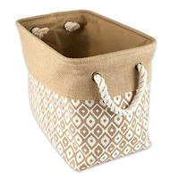 DII® 15" Brown Ikat Rectangle Burlap Bin