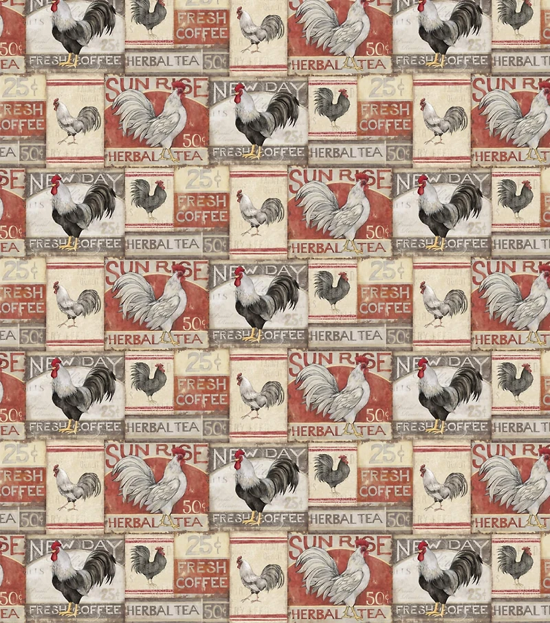 Susan Winget Farmhouse Rooster Patch Cotton Fabric