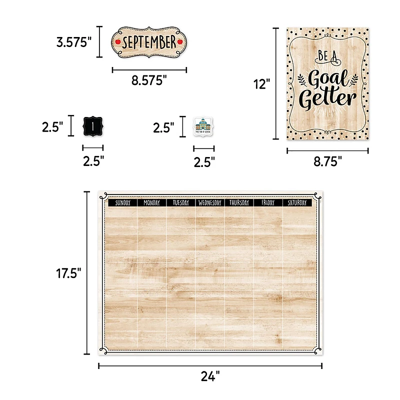 Creative Teaching Press® Black, White & Wood Calendar Set Bulletin Board Set