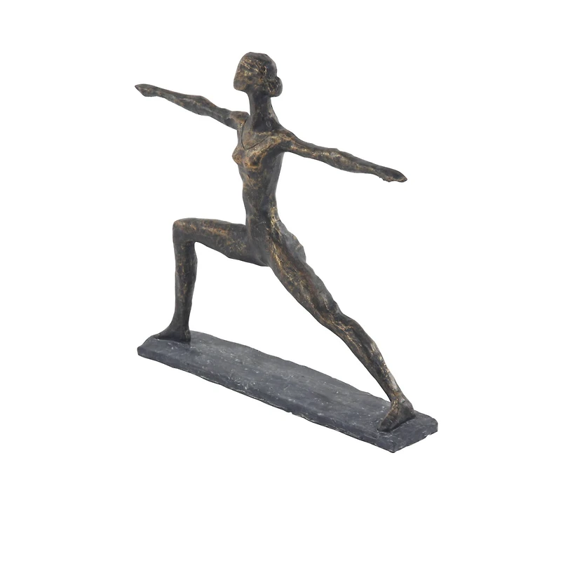 Brass Polystone Modern Sculpture, Yoga 12" x 14" x 3"