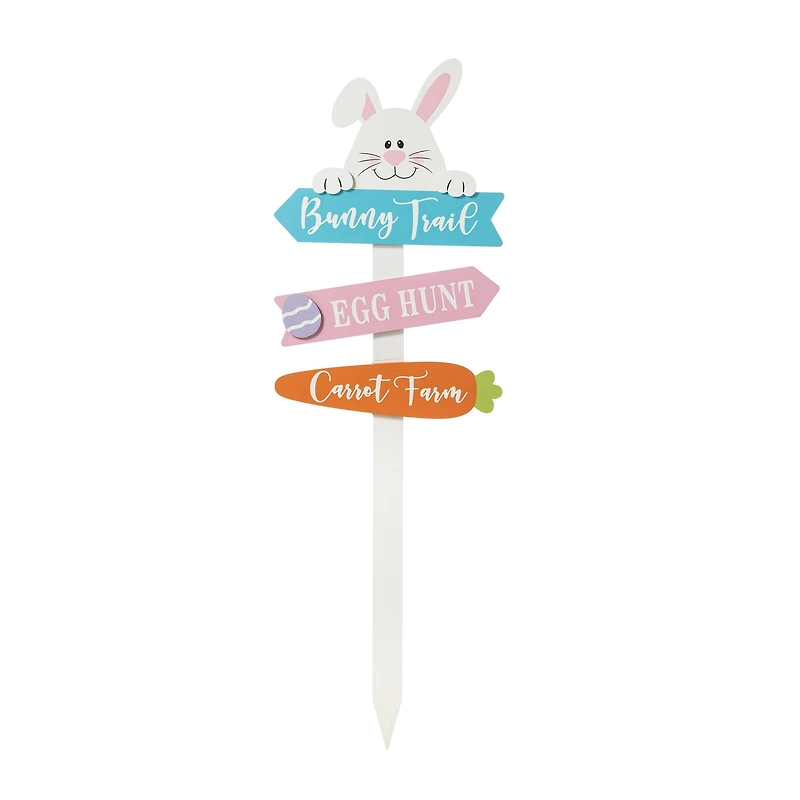 Glitzhome® 36" Wooden Easter Bunny Yard Stake