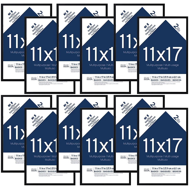 6 Packs: 2 ct. (12 total) Black Multipurpose 11" x 17" Frames, Basics by Studio Décor®