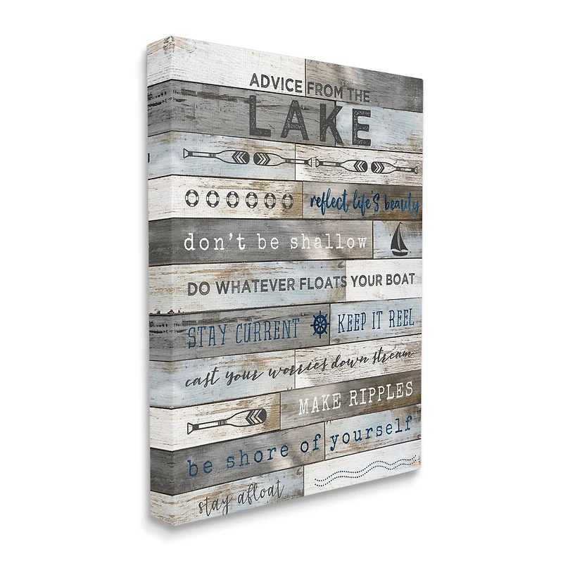 Stupell Industries Advice From the Lake List Rustic Plank Pattern Canvas Wall Art