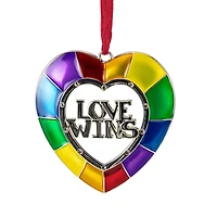 3" Faceted Love Wins Pride Heart Ornament with European Crystals