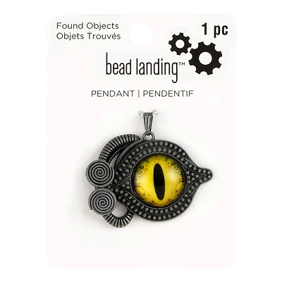 12 Pack: Found Objects Yellow Eye Pendant by Bead Landing™
