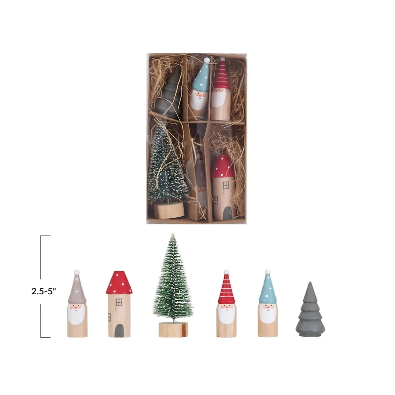 Hello Honey® Holiday Wood & Sisal House, Trees & Gnomes Décor Set