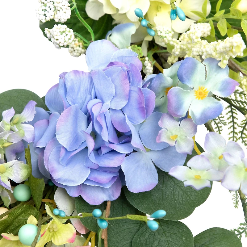 26" Eucalyptus, Hyacinth, Hydrangea & Fern Artificial Spring Wreath
