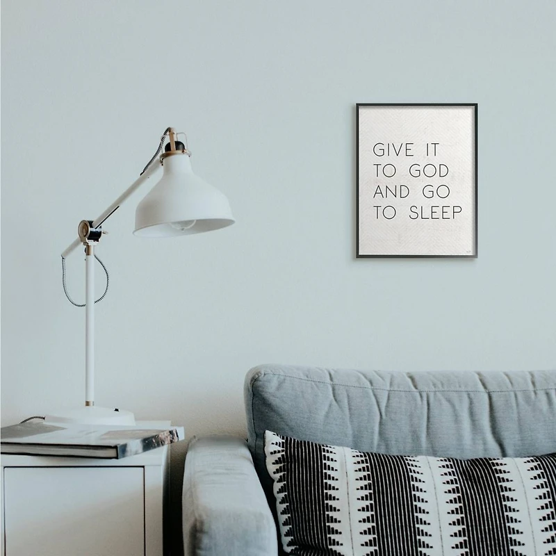 Stupell Industries Give it to God and Sleep Faith Based Bedroom Quote Framed Wall Art