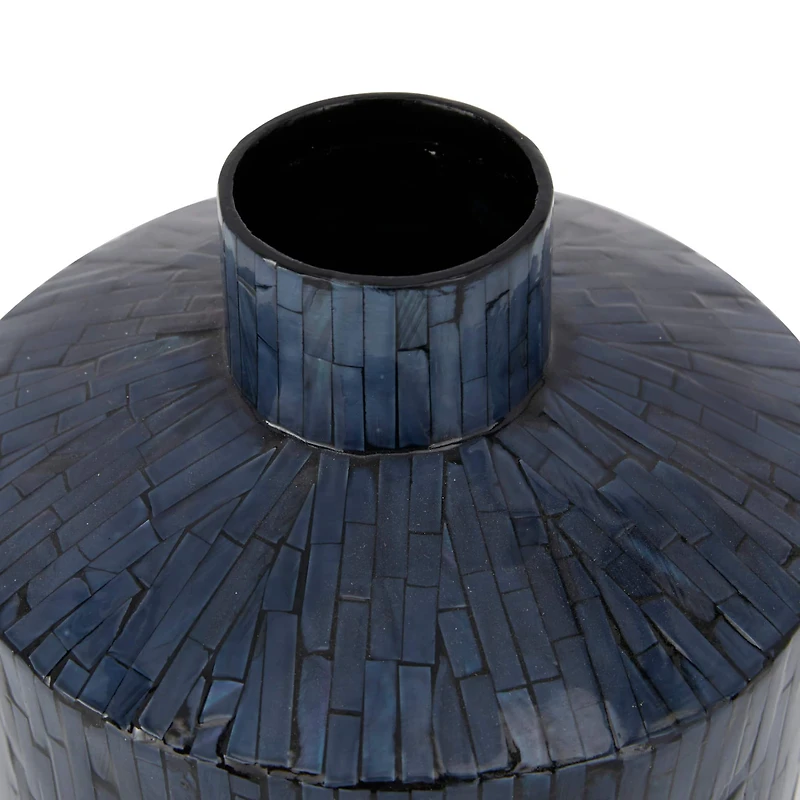 Blue Shell Contemporary Vase, 9" x 9" x 9"