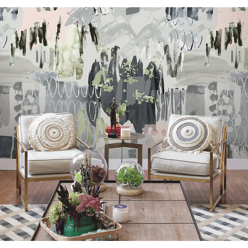 RoomMates Tamara Day Gray Abstraction Peel & Stick Wallpaper Mural