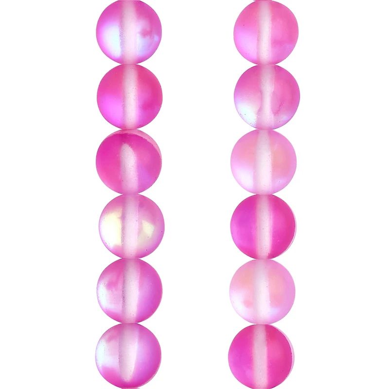 Matte Pink Synthetic Opal Glass Round Beads, 8mm by Bead Landing™
