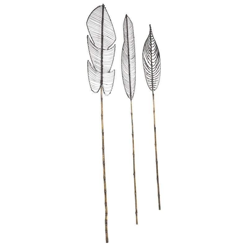 79" Black Bamboo Wood Handmade Woven Leaf Set