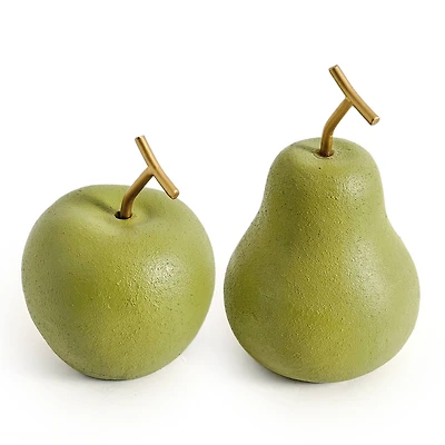 American Art Décor Green Fruit Tabletop Apple & Pear Set