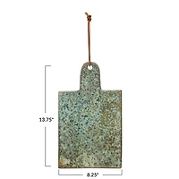 Hello Honey® 13.75" Green Matte Stoneware Cheese Board with Leather Tie