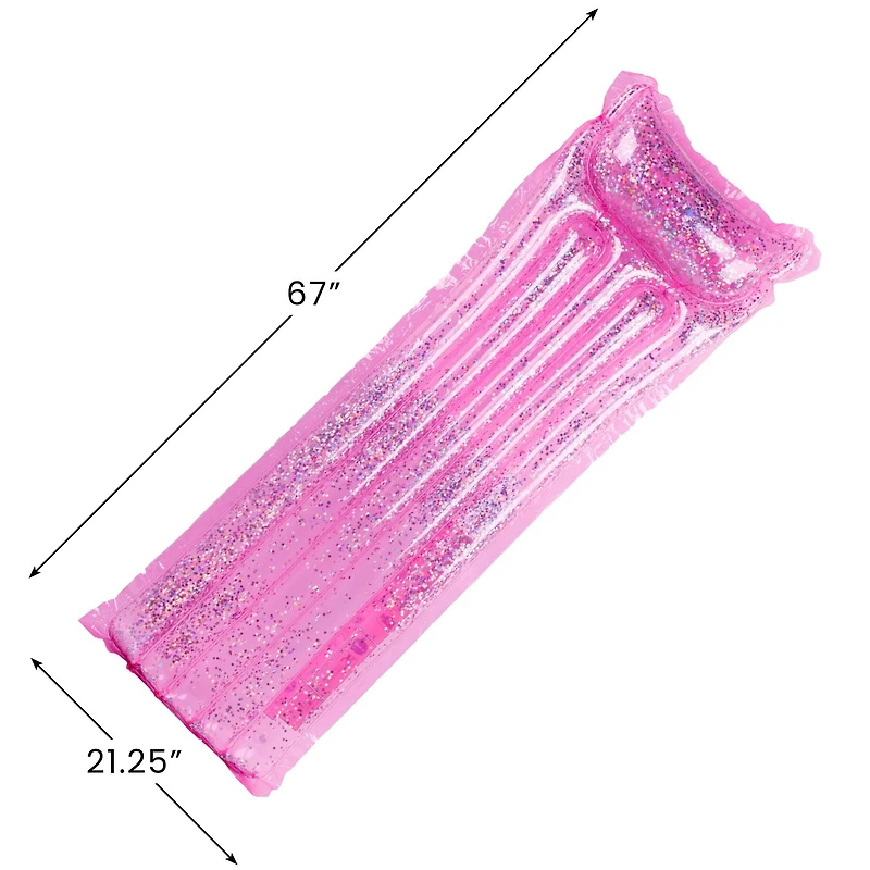 67" Pink Inflatable Glitter Swimming Pool Lounge