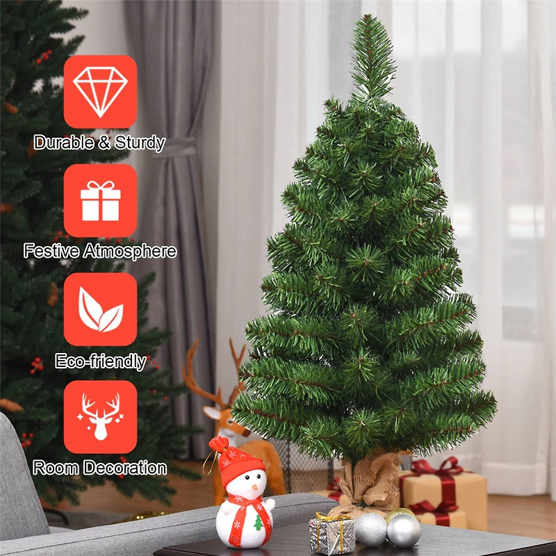 3ft. Unlit Green Pine Artificial Christmas Tree with Burlap Base