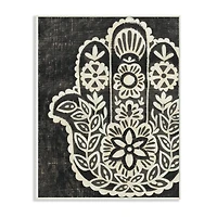 Stupell Industries Black & White Hamsa Floral Pattern Wall Plaque