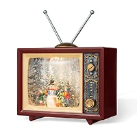 Glitzhome® 7.5" Lighted TV with Snowman Waterglobe