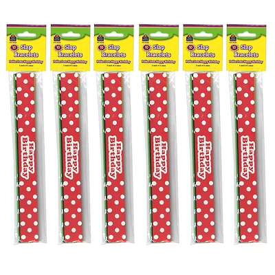 Teacher Created Resources Polka Dots Happy Birthday Slap Bracelets, 6 Packs of 10