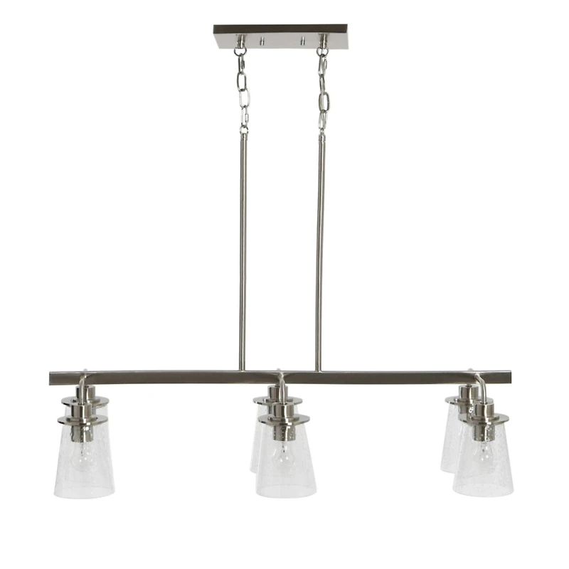 Hello Honey® Robert Stevenson Lighting Jameson Metal & Seedy Glass 6-Light Linear Chandelier