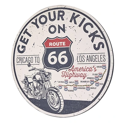 American Art Decor Get Your Kicks Round MDF Wall Plaque - 20" x 20" x 0.35"