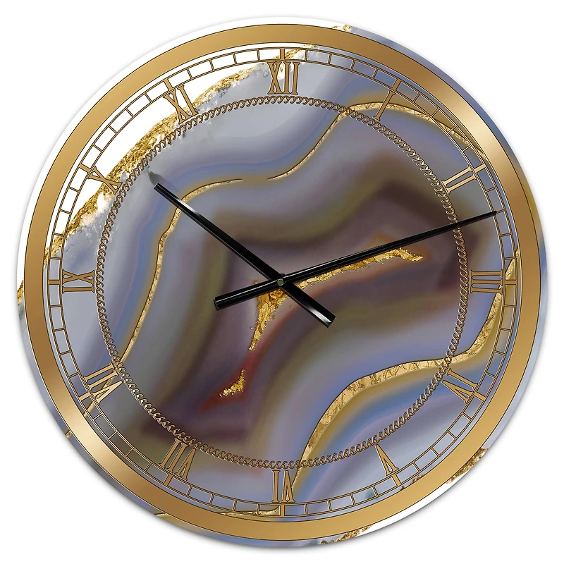 Designart Golden Core Agate Large Wall Clock
