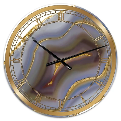 Designart Golden Core Agate Large Wall Clock
