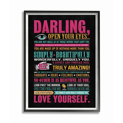 Stupell Industries Neon Darling Love Yourself Black Framed Wall Art