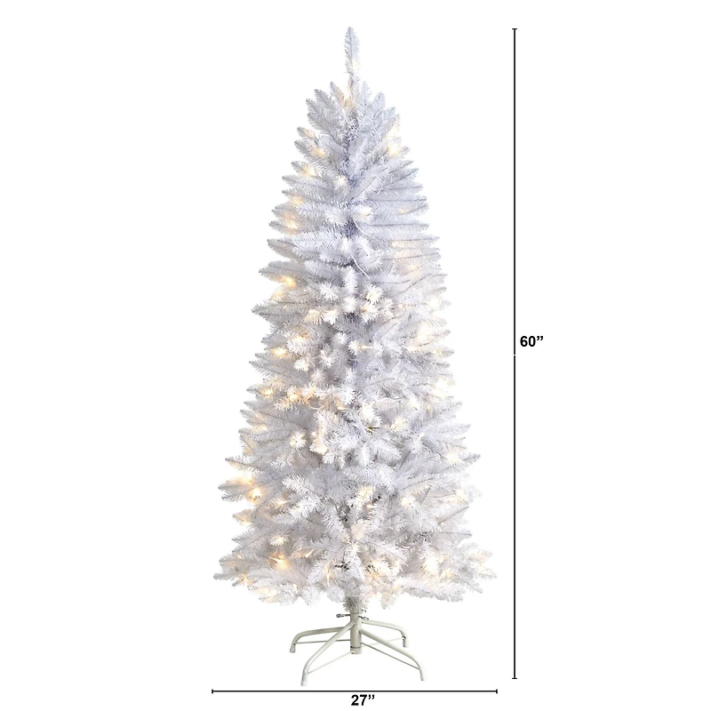 5ft. Pre-Lit White Artificial Christmas Tree, Warm White LED Lights
