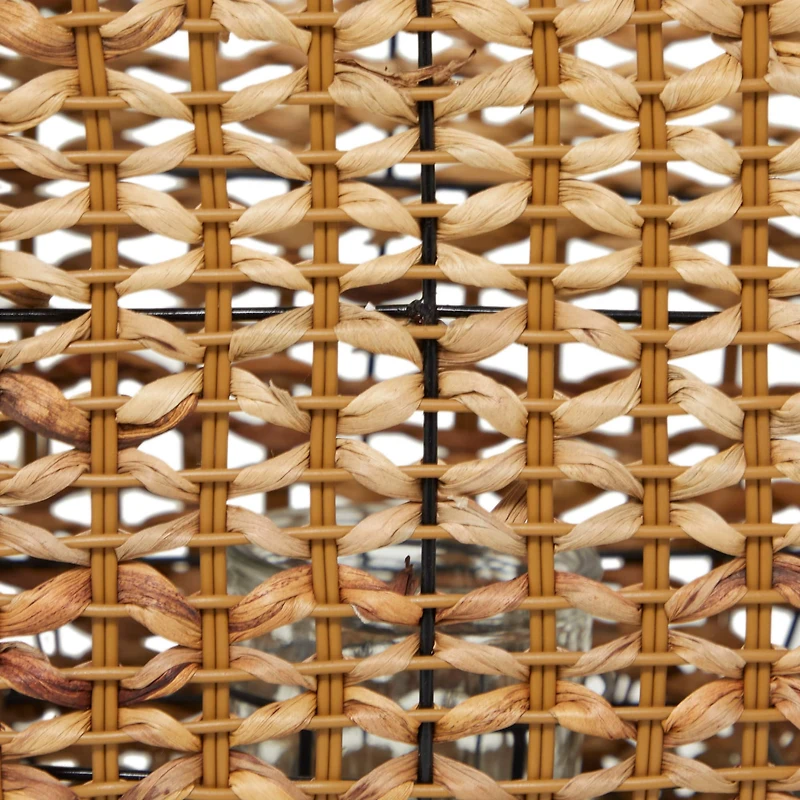 The Novogratz 16" Brown Dried Plant Handmade Candle Lantern with Glass Holder and Handle