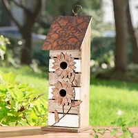 Glitzhome® 14.5" Brown & White Pallet Distressed Birdhouse
