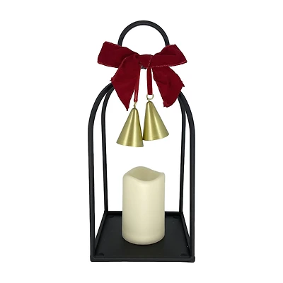 Red Bow & Bells LED Pillar Lighted Lantern by Ashland