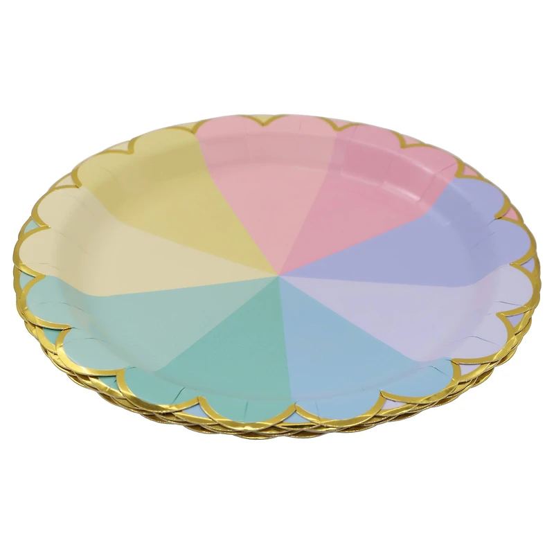 12 Packs: 10 ct. (120 total) 9" Scalloped Rainbow Dinner Plates by Celebrate It™