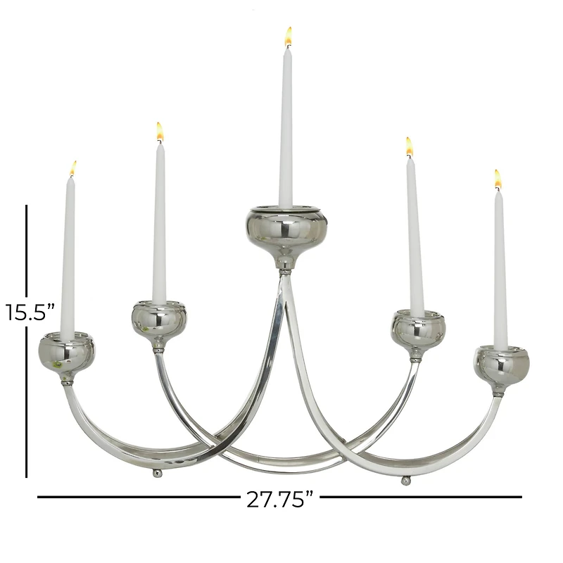 Silver Stainless Steel Candlestick Holders, 15x28x5"