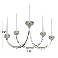 Silver Stainless Steel Candlestick Holders, 15x28x5"