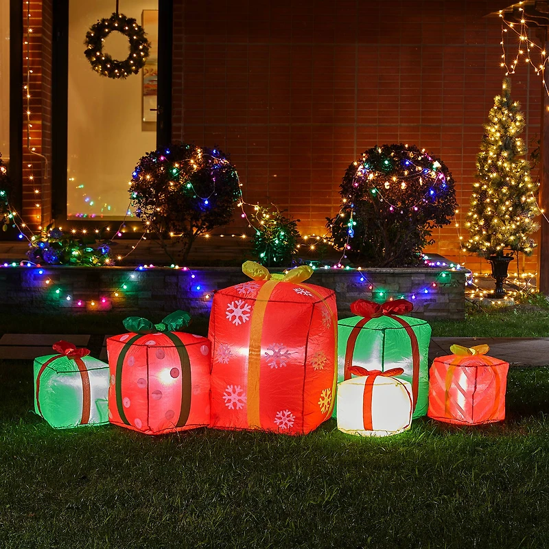 Glitzhome® 8ft. Inflatable Gift Boxes With Lights