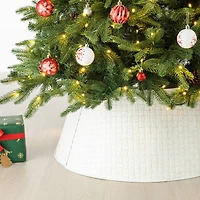 Glitzhome® Washed White 26" Woven Metal Tree Collar