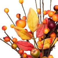 18" Berries & Apples Foliage Twig Thanksgiving Wreath