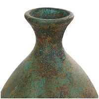 23.5" Rustic Green & Brown Antique-Style Ceramic Vase