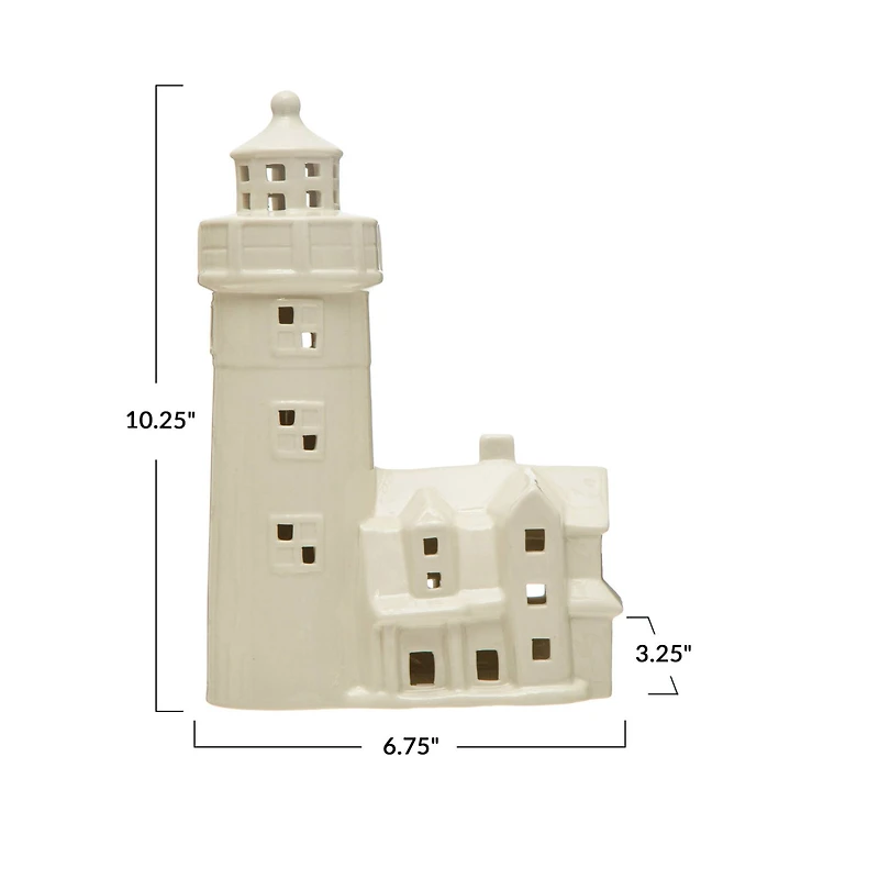 Hello Honey® 10.5" White Stoneware Lighthouse with LED Light
