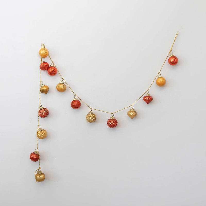 Hello Honey® 6ft. Yellow & Orange Embossed Mercury Glass Ornament Garland