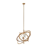 Gold Metal 4 Light Chandelier with Suspension Rod 30" x 30" x 70"
