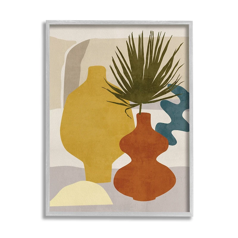 Stupell Industries Desert Summer Abstract Vases Wall Art in Gray Frame