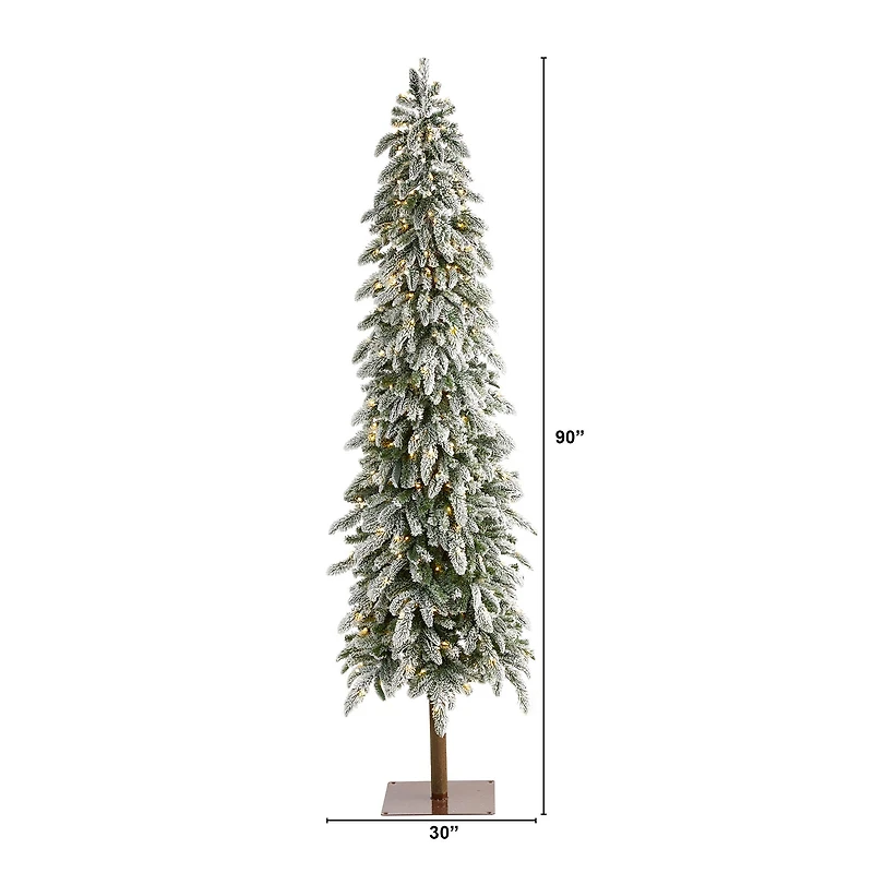 7.5ft. Pre-Lit Flocked Washington Alpine Artificial Christmas Tree, Warm White LED Lights