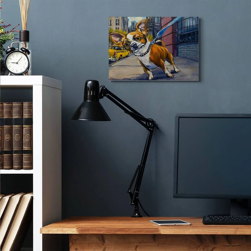 Stupell Industries Urban City Dog Walk Family Pet Painting Canvas Wall Art