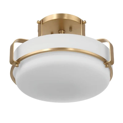 Hello Honey® Chatsworth White & Gold Etched Opal Glass & Metal Semi-Flush Mount Ceiling Light