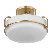 Hello Honey® Chatsworth White & Gold Etched Opal Glass & Metal Semi-Flush Mount Ceiling Light