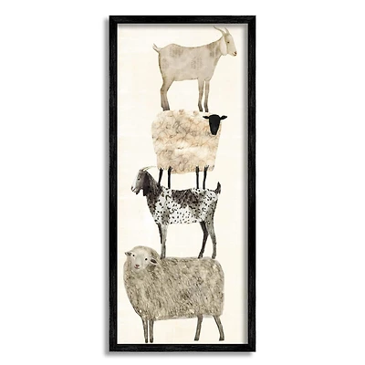 Stupell Industries Fun Stacked Sheep and Goats Farm Animals Framed Wall Art