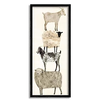 Stupell Industries Fun Stacked Sheep and Goats Farm Animals Framed Wall Art